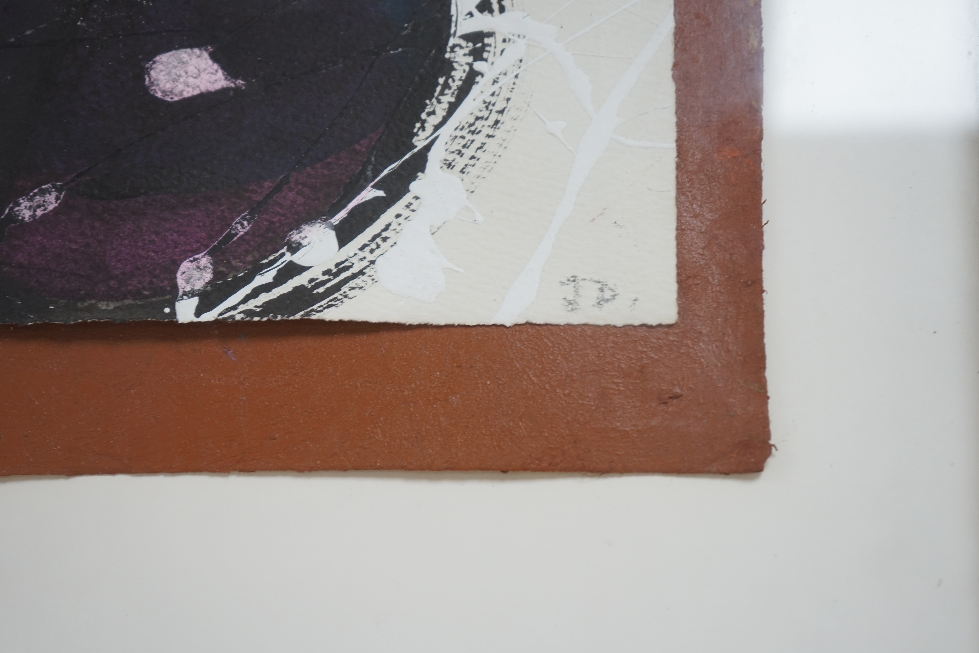 Jennifer Durrant RA (b.1942), acrylic on paper, Untitled abstract composition, signed with initials, label verso, 15 x 25cm. Condition - fair to good